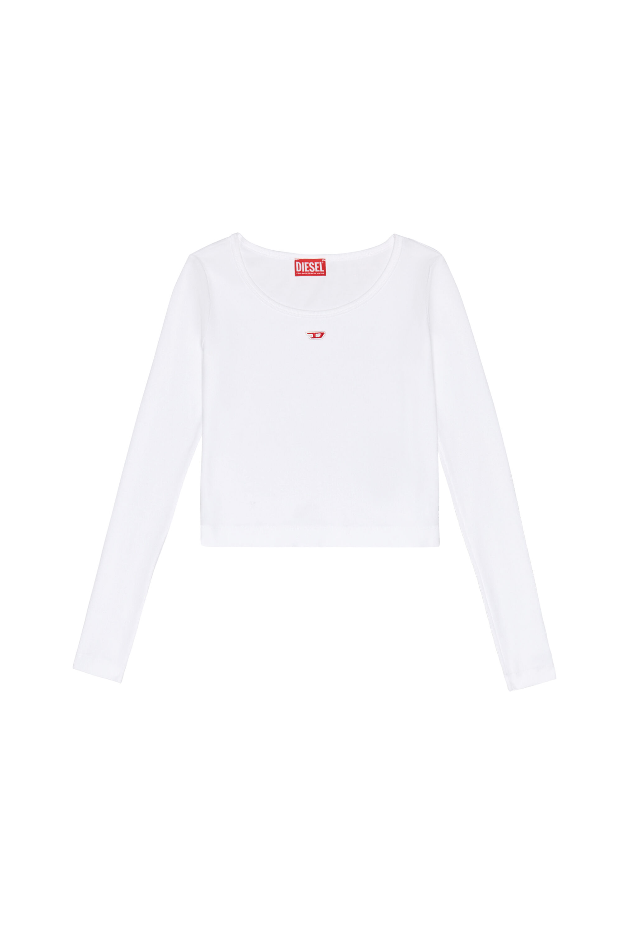 Diesel - T-BALLET-D, Woman's Long-sleeve top with embroidered D patch in White - 2