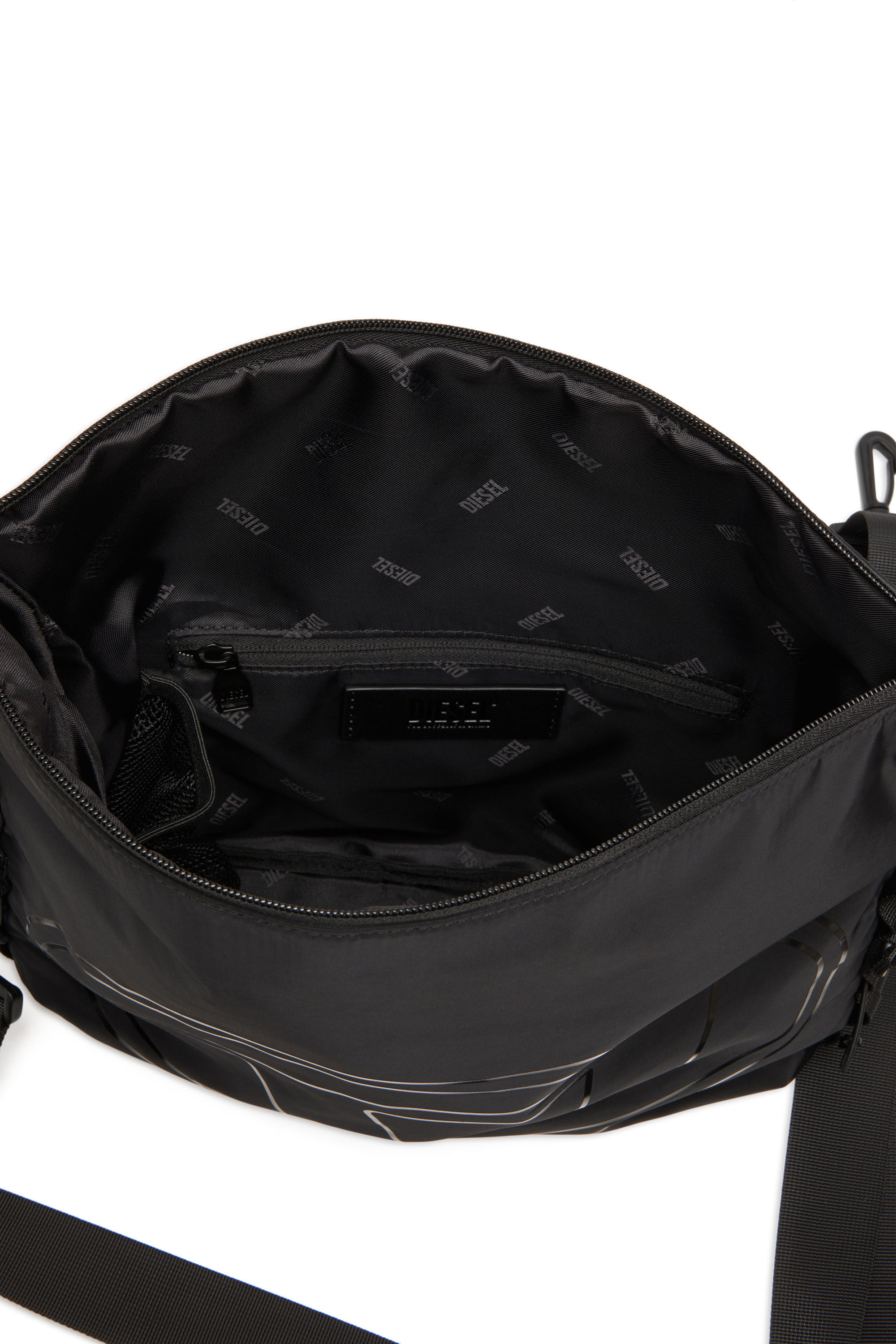 Diesel - DRAPE CROSSBODY, Man's Drape-Nylon crossbody bag with Oval D print in Black - 2