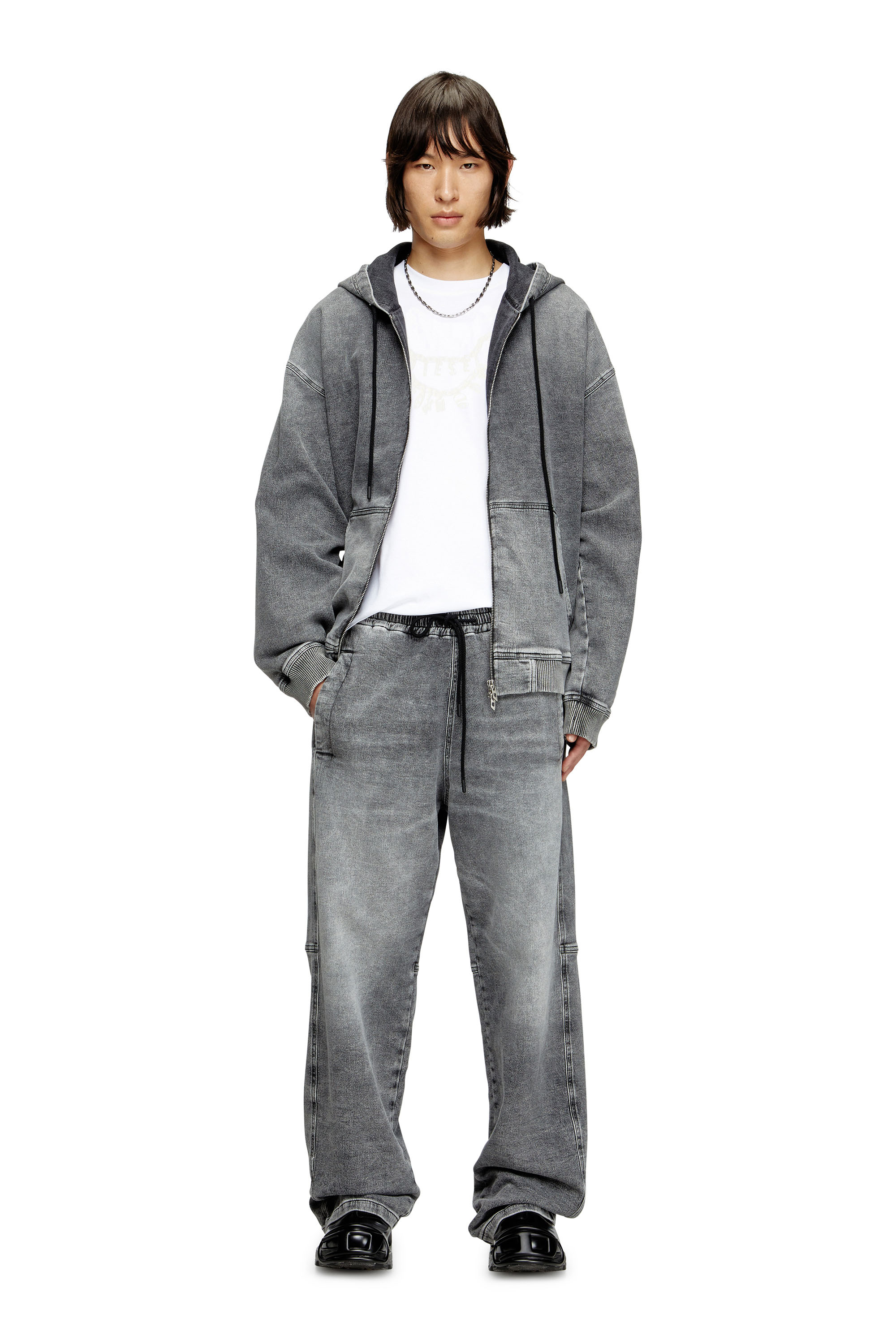 Diesel - Unisex's Relaxed D-Martyans Track Denim 0BEBR, Black/Dark grey - 3